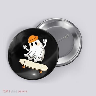 Halloween Ghost Skateboard Halloween Skateboarding Button
