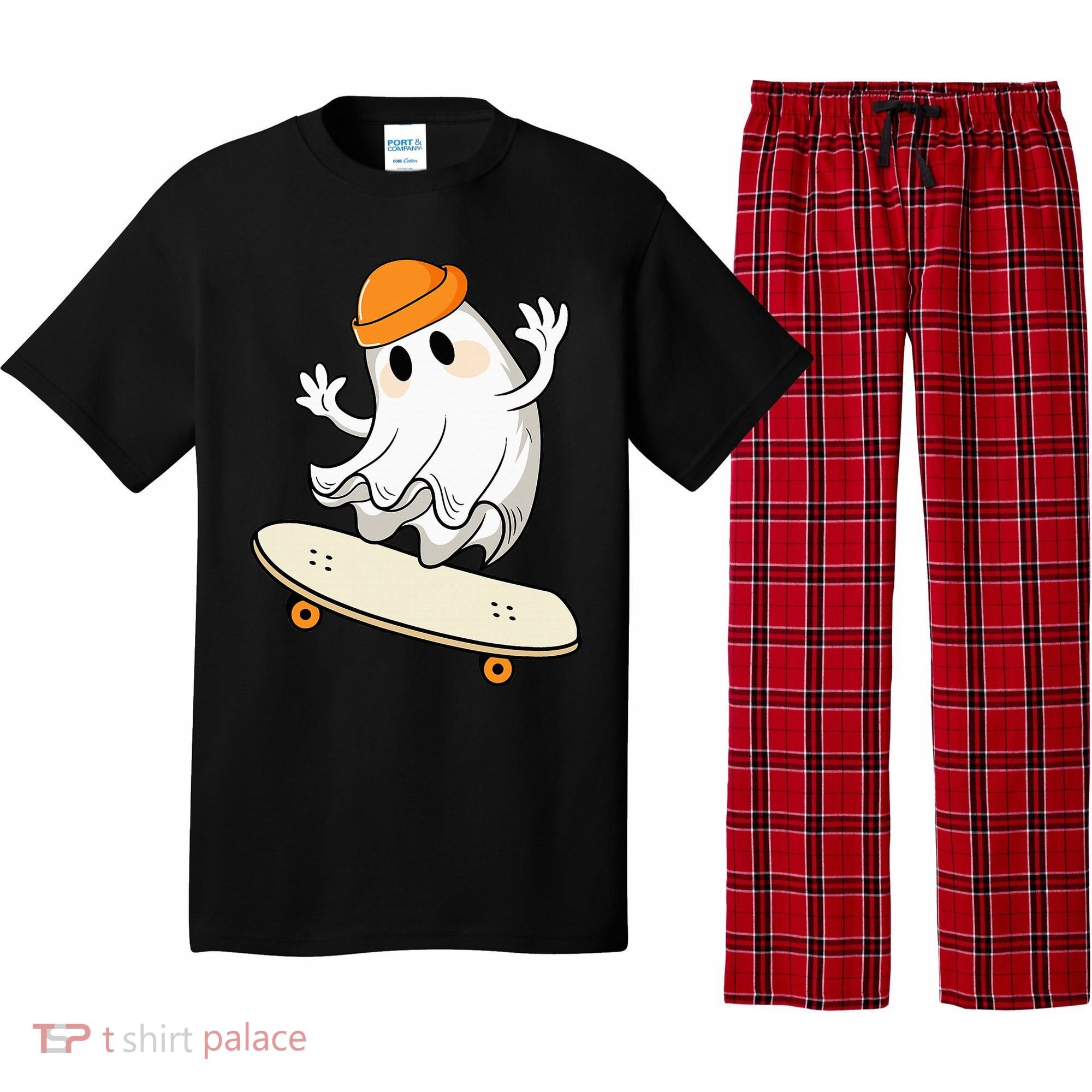 Halloween Ghost Skateboard Halloween Skateboarding Pajama Set