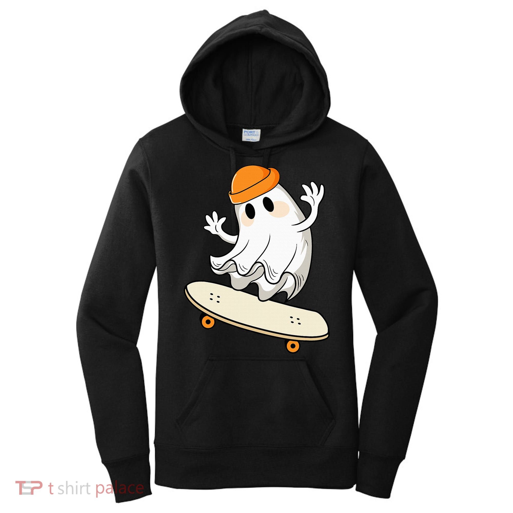 Halloween Ghost Skateboard Halloween Skateboarding Women's Hoodie