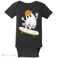 Halloween Ghost Skateboard Halloween Skateboarding Baby Bodysuit thumb 0