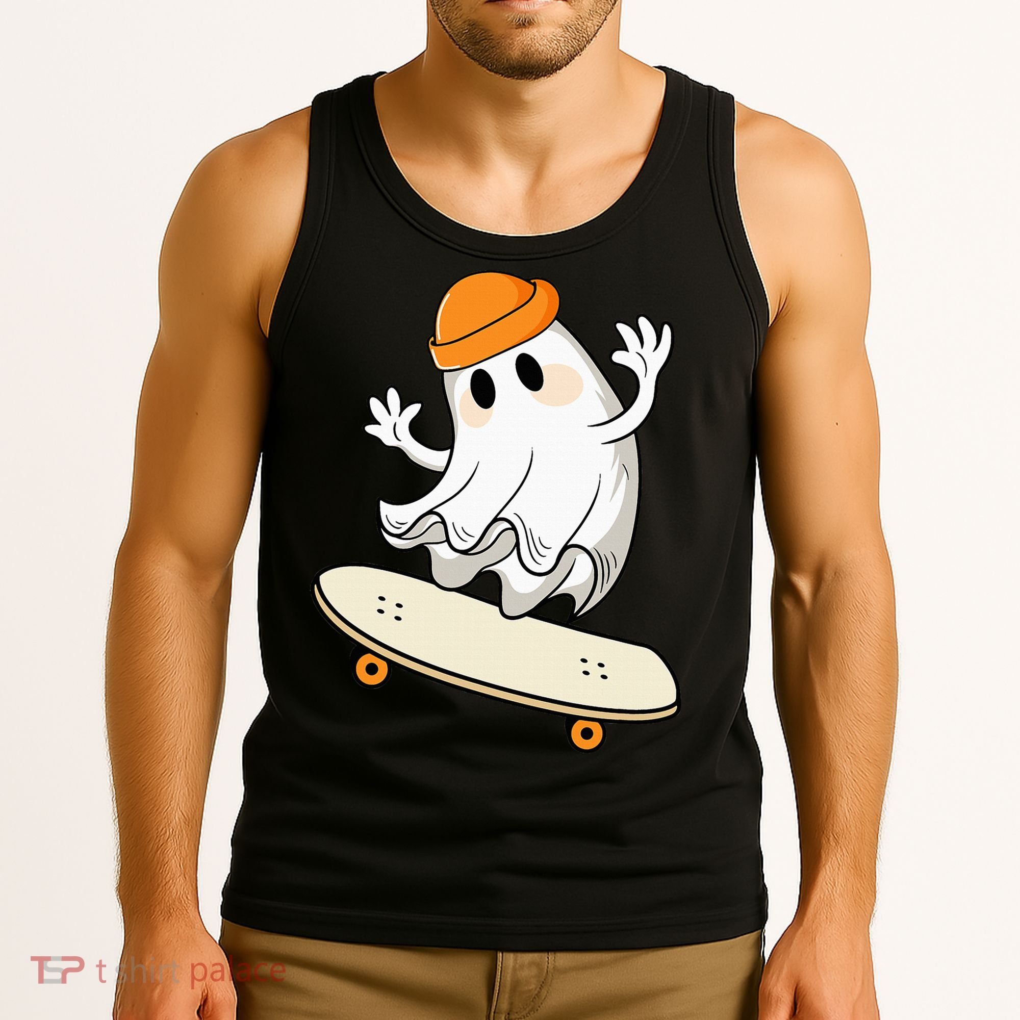 Halloween Ghost Skateboard Halloween Skateboarding Tank Top