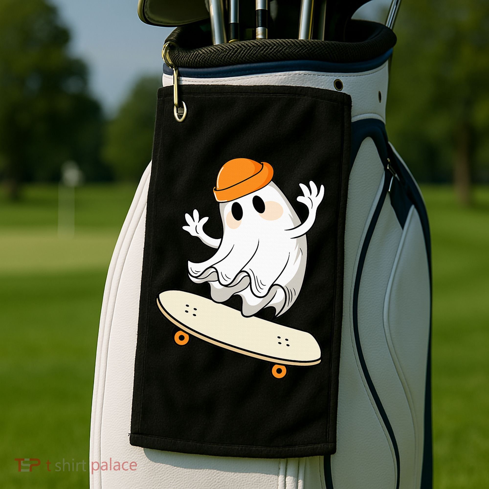 Halloween Ghost Skateboard Halloween Skateboarding Golf Towel