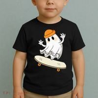 Halloween Ghost Skateboard Halloween Skateboarding Toddler T-Shirt thumb 2