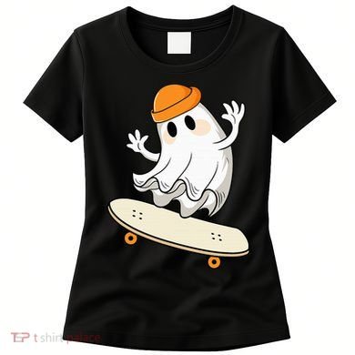 Halloween Ghost Skateboard Halloween Skateboarding Women's T-Shirt