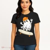 Halloween Ghost Skateboard Halloween Skateboarding Women's T-Shirt thumb 4