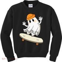 Halloween Ghost Skateboard Halloween Skateboarding Kids Sweatshirt thumb 0