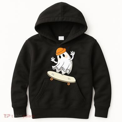 Halloween Ghost Skateboard Halloween Skateboarding Kids Hoodie