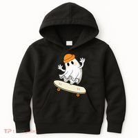 Halloween Ghost Skateboard Halloween Skateboarding Kids Hoodie thumb 0