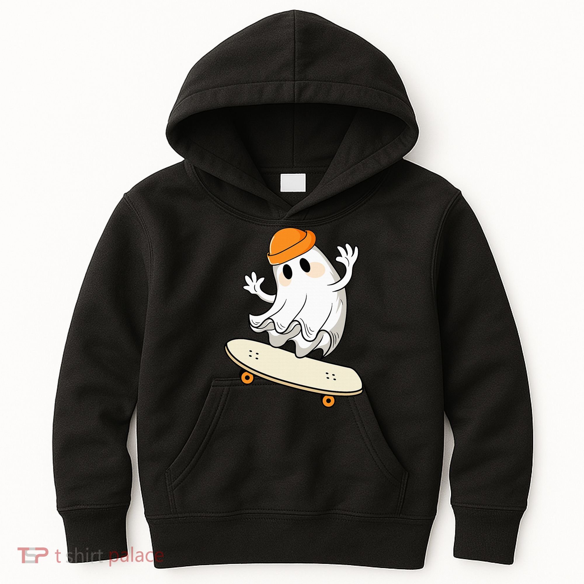 Halloween Ghost Skateboard Halloween Skateboarding Kids Hoodie