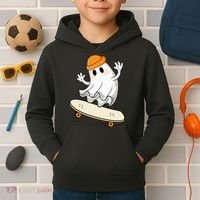 Halloween Ghost Skateboard Halloween Skateboarding Kids Hoodie thumb 2