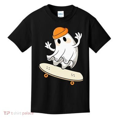 Halloween Ghost Skateboard Halloween Skateboarding Kids T-Shirt