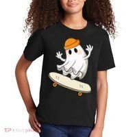 Halloween Ghost Skateboard Halloween Skateboarding Kids T-Shirt thumb 2