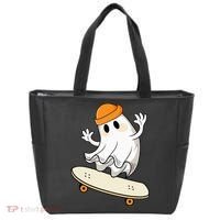 Halloween Ghost Skateboard Halloween Skateboarding Tote Bag thumb 0