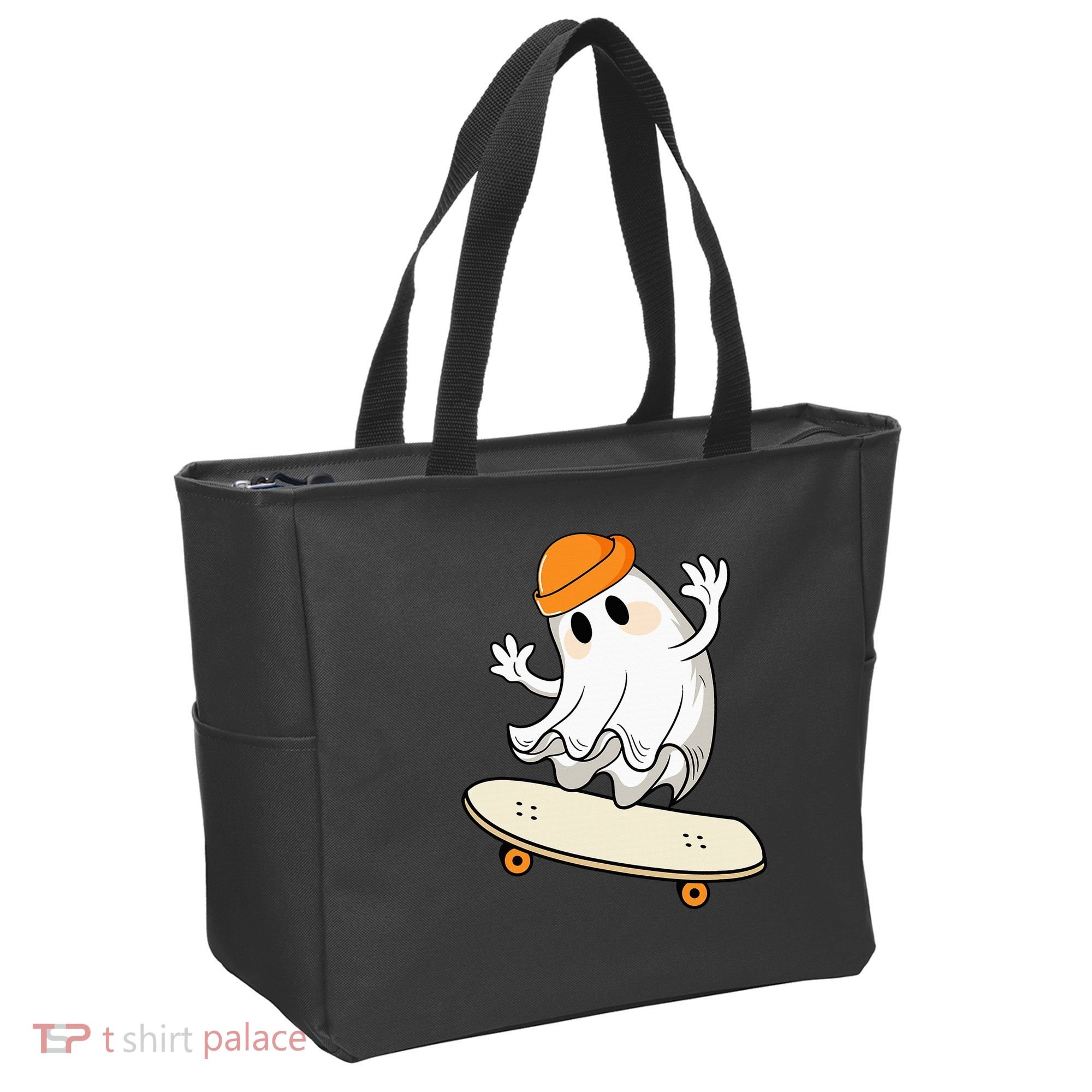 Halloween Ghost Skateboard Halloween Skateboarding Tote Bag