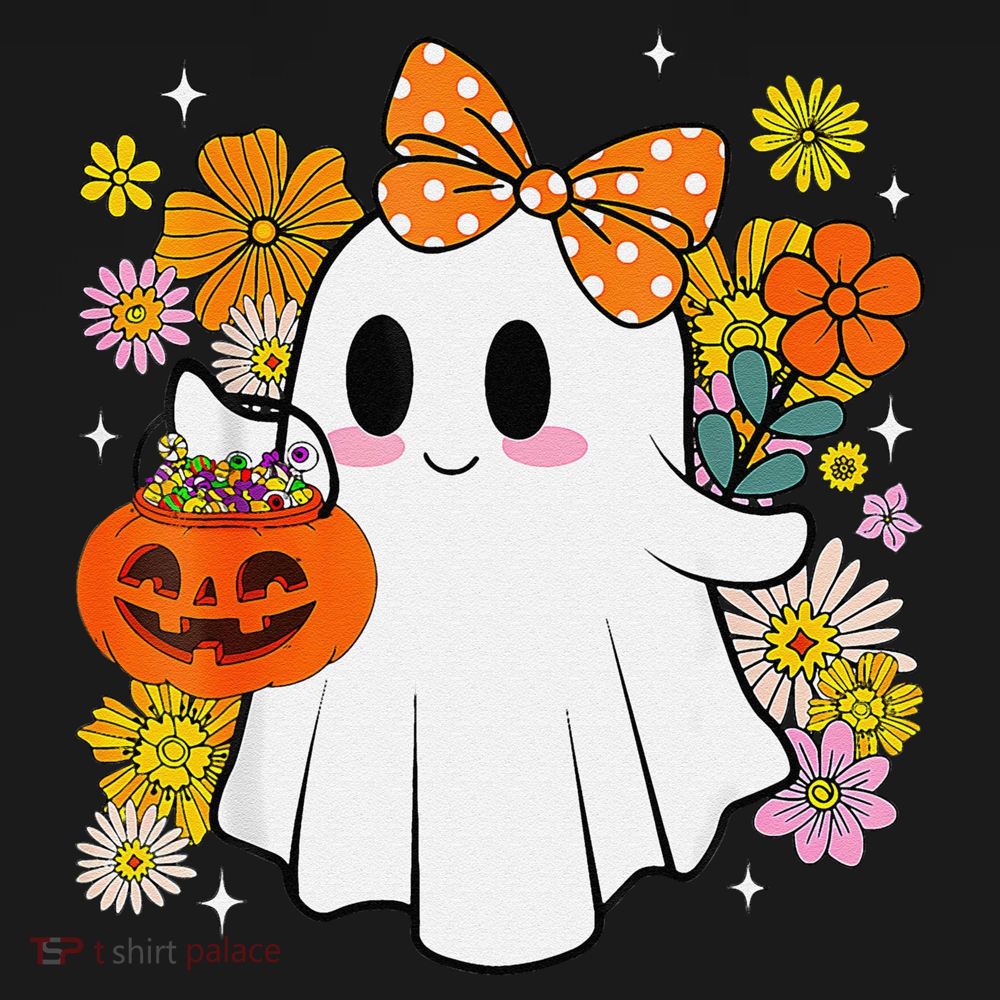Halloween Groovy Trick Or Treat Cute Ghost Floral Women Girl Women's Tank Top