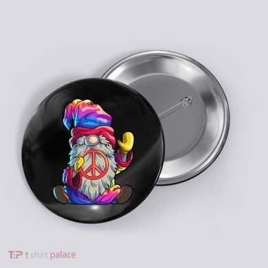 Hippie Gnomes Tie Dye Peace Gnomes Button