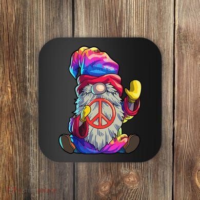 Hippie Gnomes Tie Dye Peace Gnomes Coaster