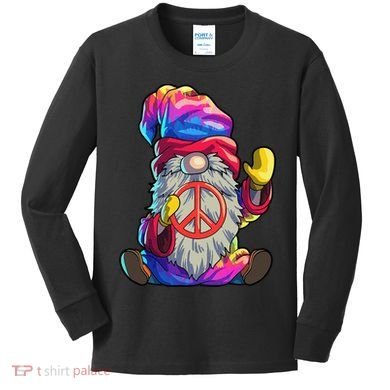 Hippie Gnomes Tie Dye Peace Gnomes Kids Long Sleeve Shirt