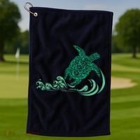 Hawaiian Green Turtle Golf Towel thumb 1