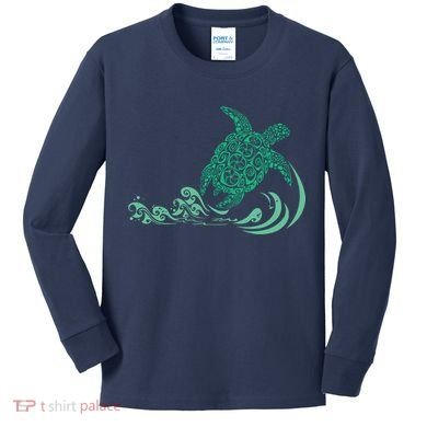 Hawaiian Green Turtle Kids Long Sleeve Shirt