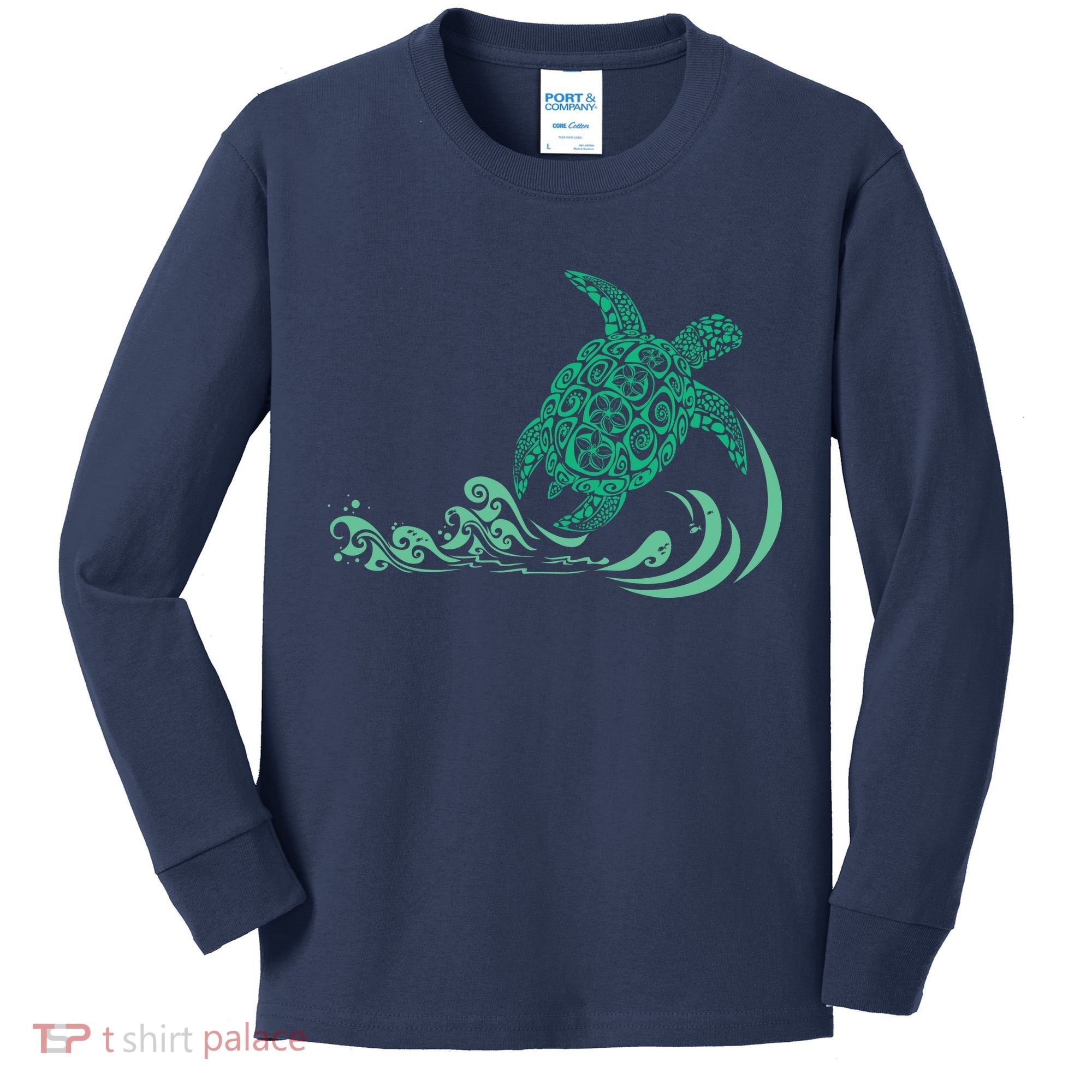 Hawaiian Green Turtle Kids Long Sleeve Shirt