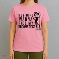 Hey Girl Wanna Ride My Broomstick Funny Witch T-Shirt thumb 4