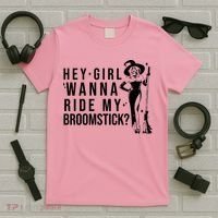 Hey Girl Wanna Ride My Broomstick Funny Witch T-Shirt thumb 5
