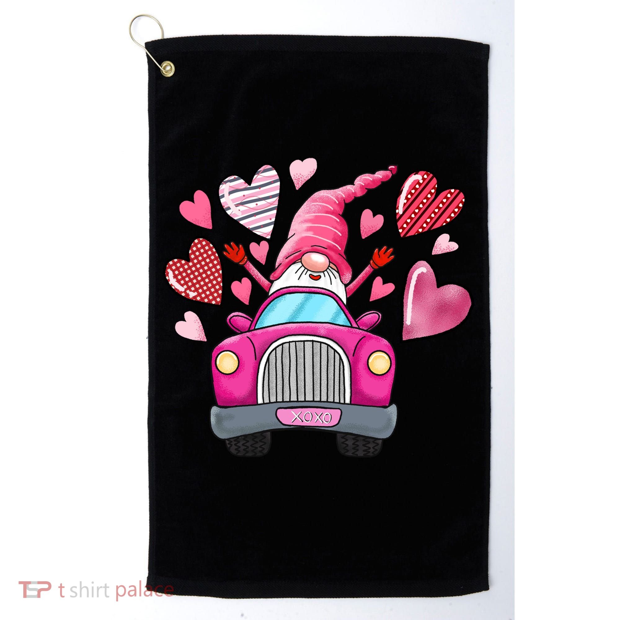 Heart Gnome Xoxo Valentines Day Cute Golf Towel