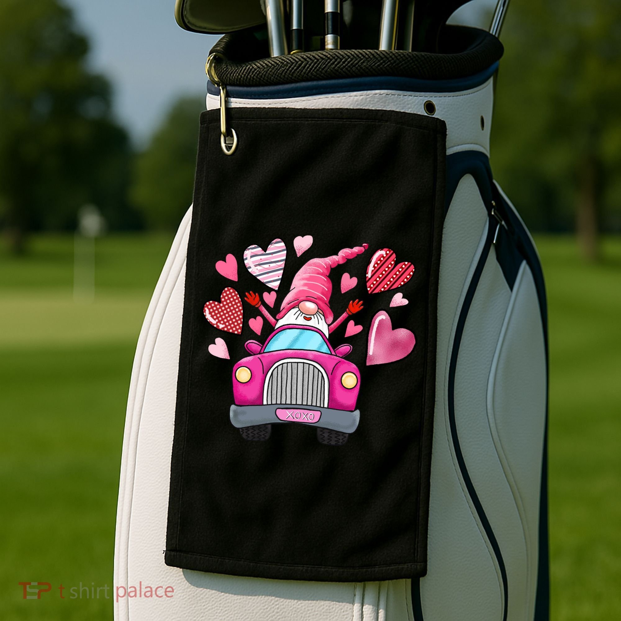 Heart Gnome Xoxo Valentines Day Cute Golf Towel