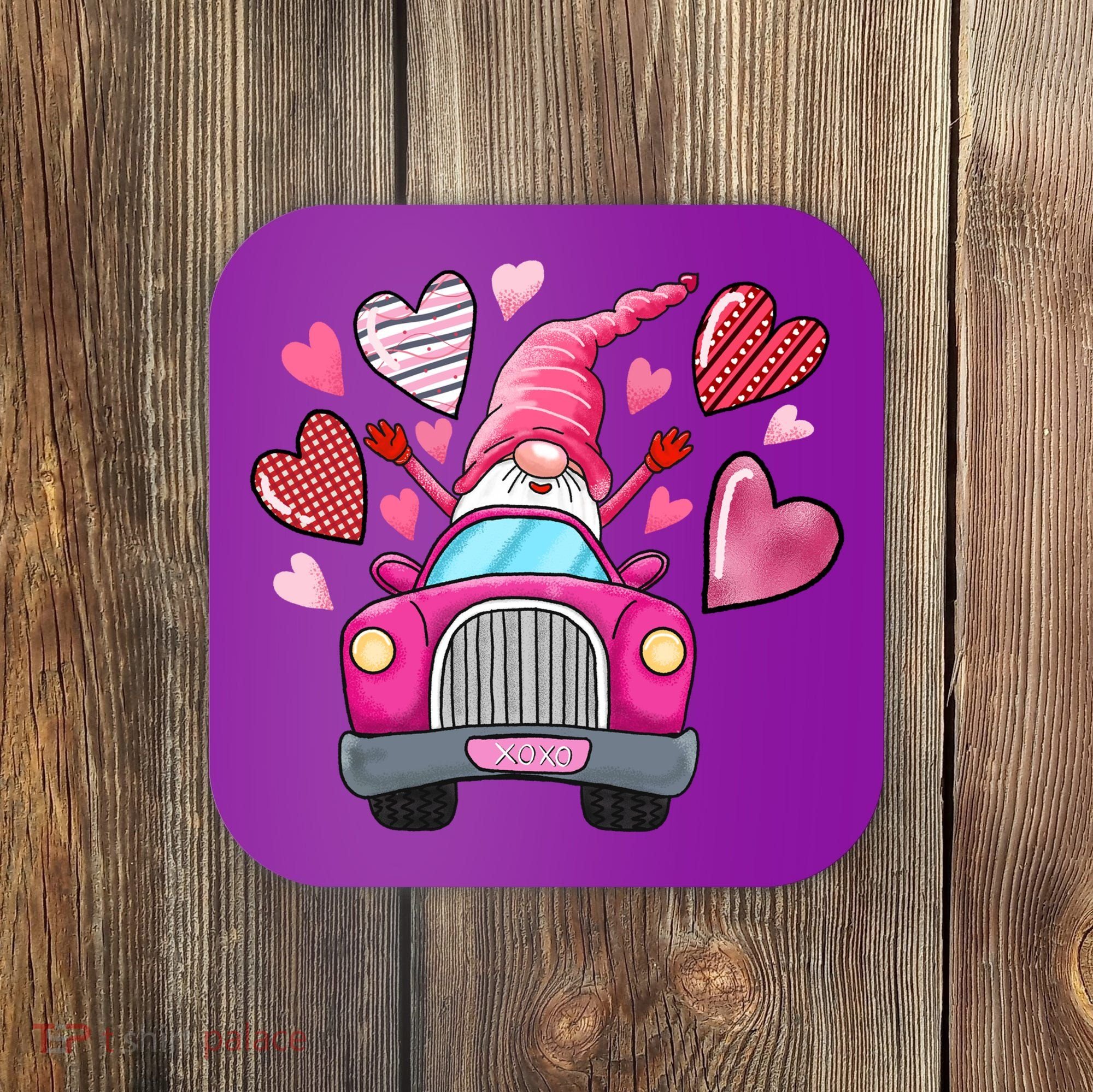 Heart Gnome Xoxo Valentines Day Cute Coaster