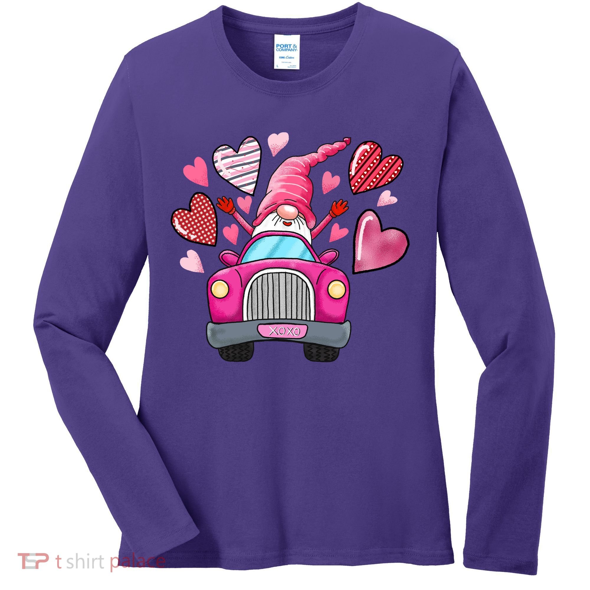 Heart Gnome Xoxo Valentines Day Cute Women's Long Sleeve Shirt