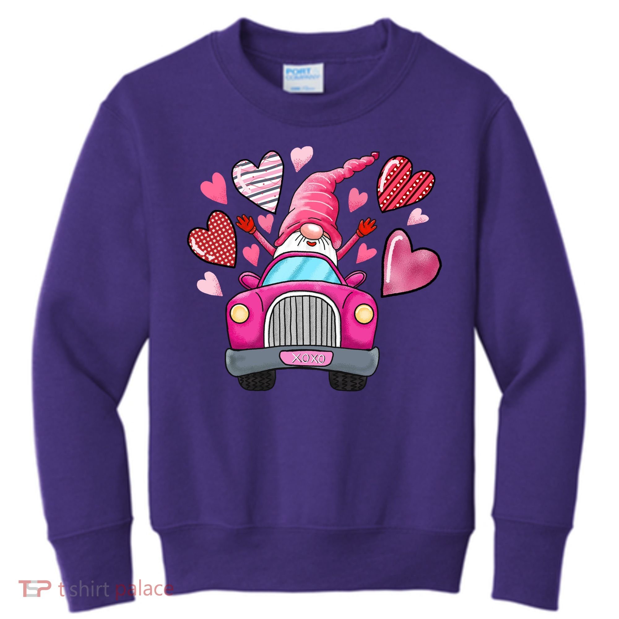 Heart Gnome Xoxo Valentines Day Cute Kids Sweatshirt