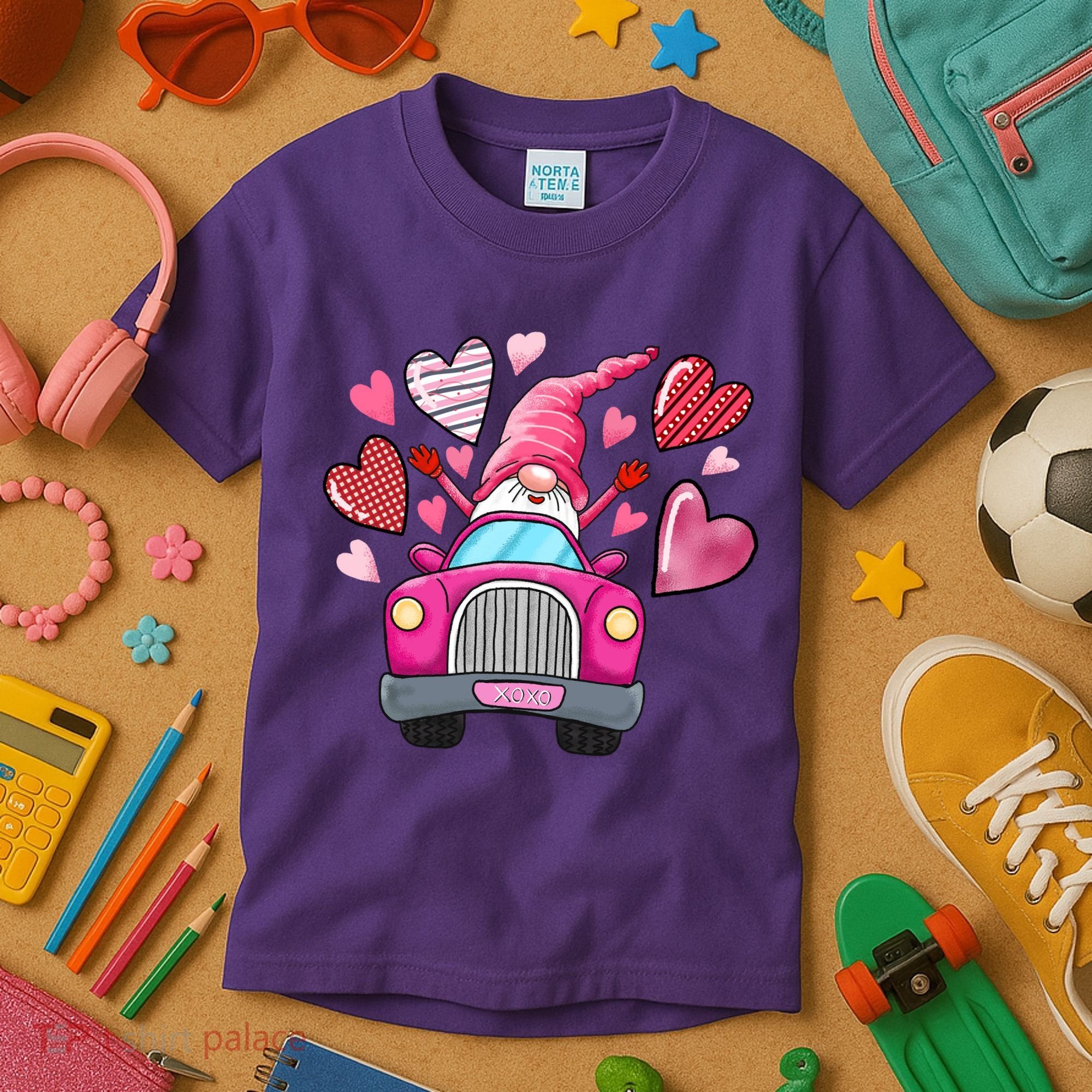 Heart Gnome Xoxo Valentines Day Cute Kids T-Shirt