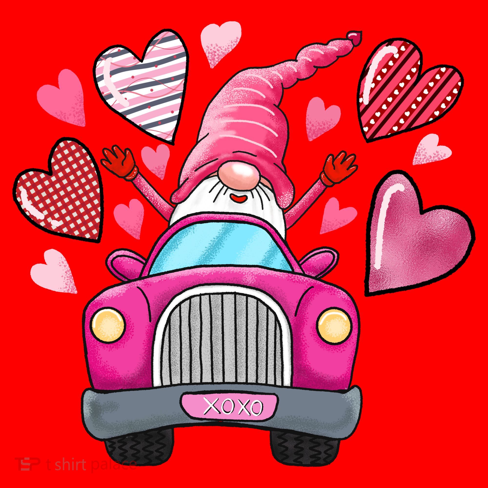 Heart Gnome Xoxo Valentines Day Cute Santa Hat