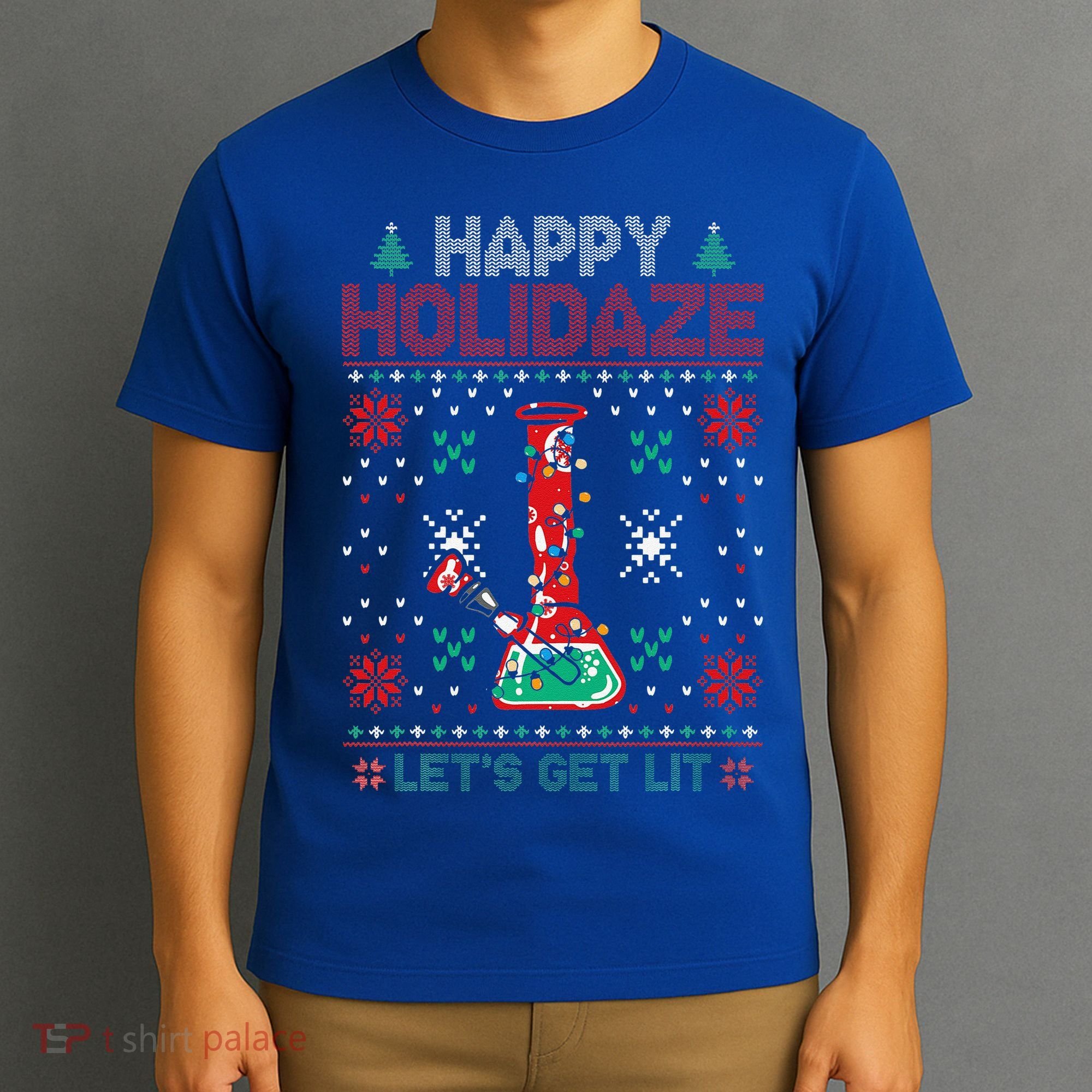 Happy Holidaze 420 Weed Xmas Ugly Christmas Funny Funny T-Shirt