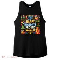 Happy Holidays Around A World Multicultural Celebration Ladies PosiCharge Tri-Blend Wicking Tank thumb 0