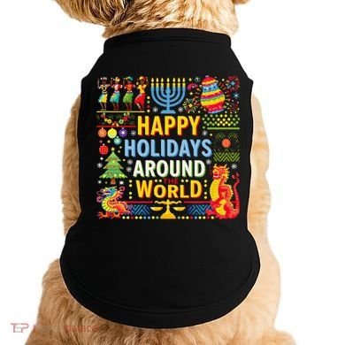 Happy Holidays Around A World Multicultural Celebration Doggie Tank