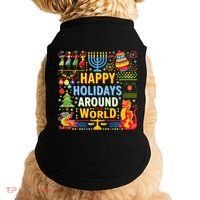 Happy Holidays Around A World Multicultural Celebration Doggie Tank thumb 0