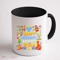 Happy Holidays Around A World Multicultural Celebration Coffee Mug thumb 1