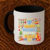 Happy Holidays Around A World Multicultural Celebration Coffee Mug thumb 2