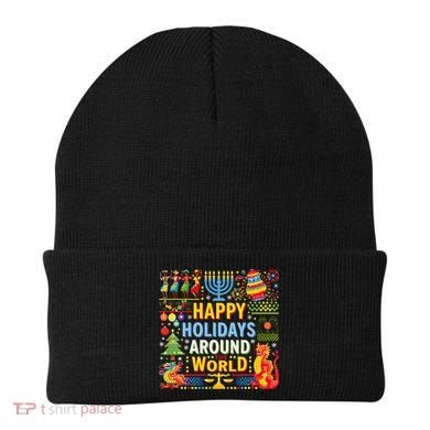 Happy Holidays Around A World Multicultural Celebration Beanie