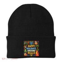 Happy Holidays Around A World Multicultural Celebration Beanie thumb 0