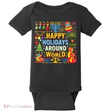 Happy Holidays Around A World Multicultural Celebration Baby Bodysuit