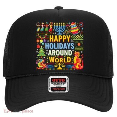 Happy Holidays Around A World Multicultural Celebration Hat