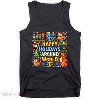 Happy Holidays Around A World Multicultural Celebration Tank Top thumb 0