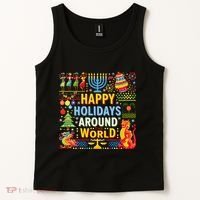 Happy Holidays Around A World Multicultural Celebration Tank Top thumb 2