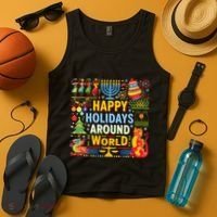 Happy Holidays Around A World Multicultural Celebration Tank Top thumb 4