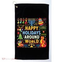 Happy Holidays Around A World Multicultural Celebration Golf Towel thumb 0