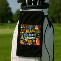Happy Holidays Around A World Multicultural Celebration Golf Towel thumb 2
