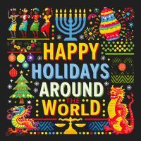 Happy Holidays Around A World Multicultural Celebration Golf Towel thumb 3